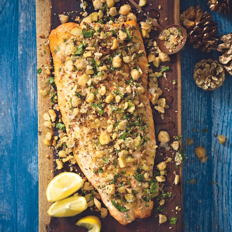 Roast Side of Salmon with Chickpea Dukkah