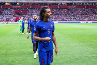 Nathan Ake of Netherlands seen in action during the UEFA Nations League, League A Group 4 match between Poland and Netherlands at PGE National Stadium. Final score; Poland 0:2 Netherlands.
