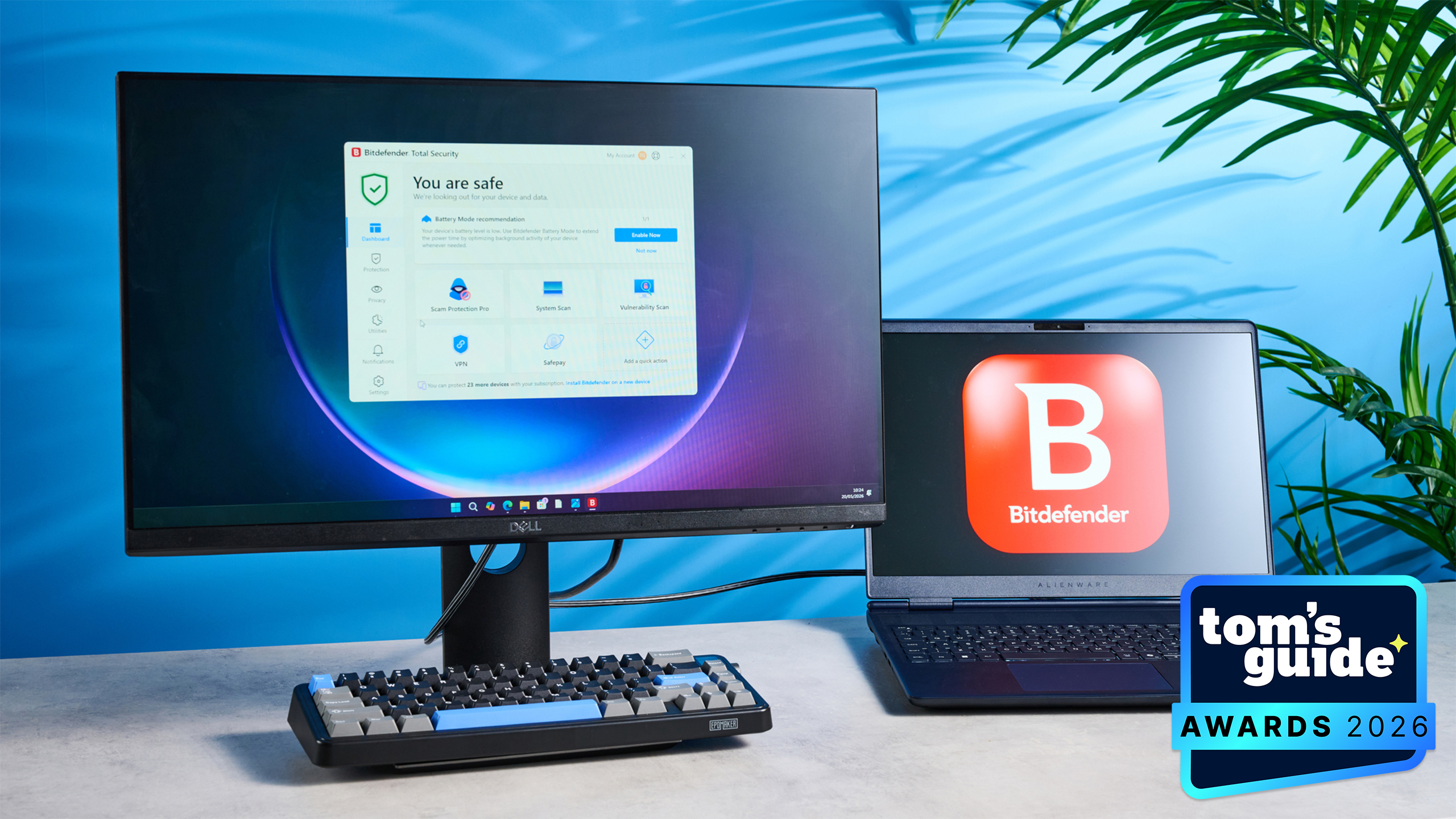 Bitdefender running on a PC with a TG Awards 2026 badge