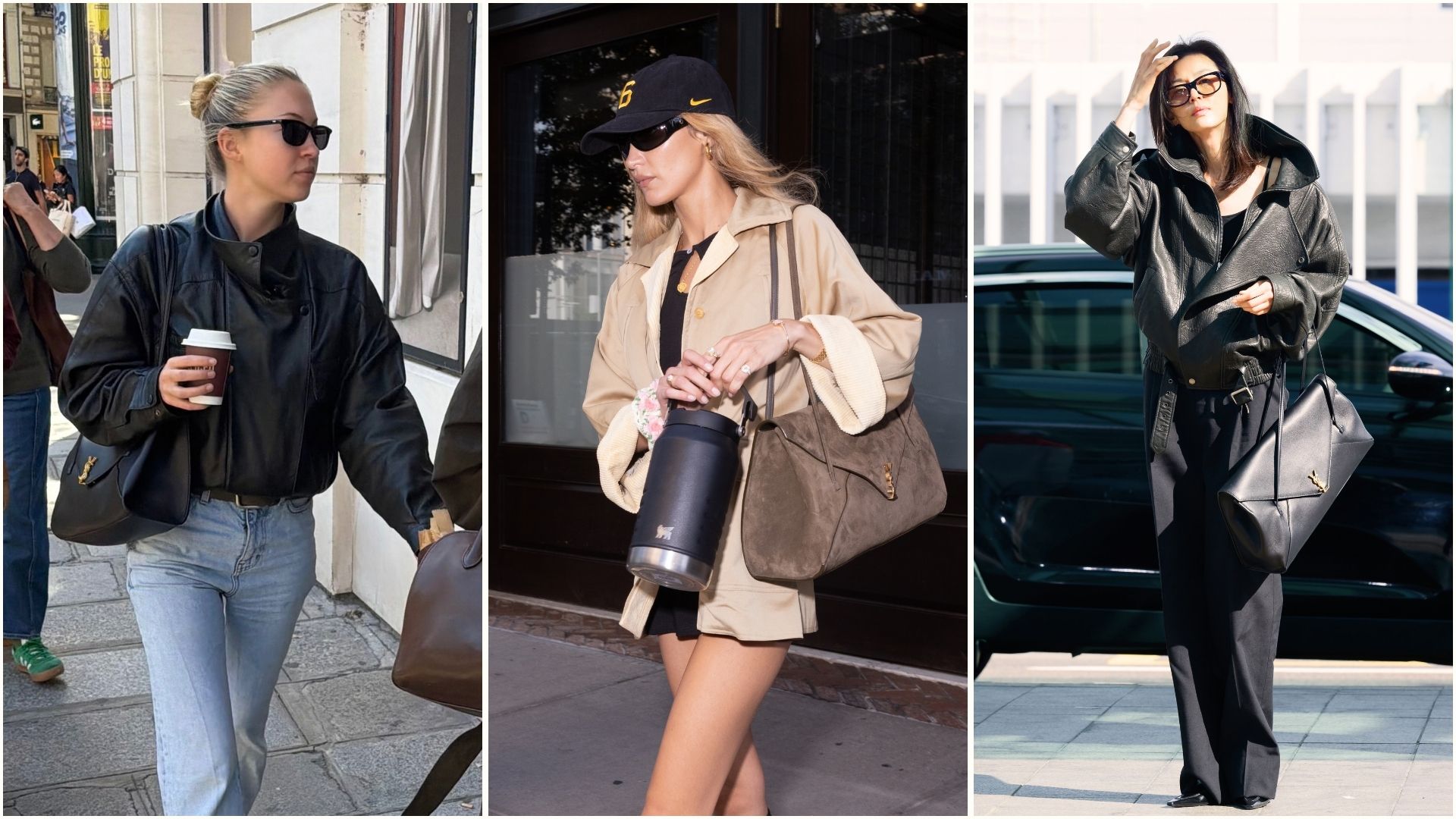 Lila Moss, Bella Hadid and Gianna Jun carry the Saint Laurent Simone Bag