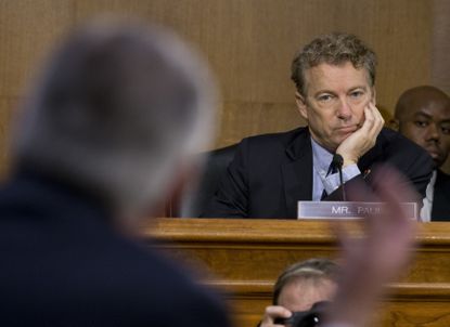 Sen. Rand Paul listens during the Senate confirmation hearings.