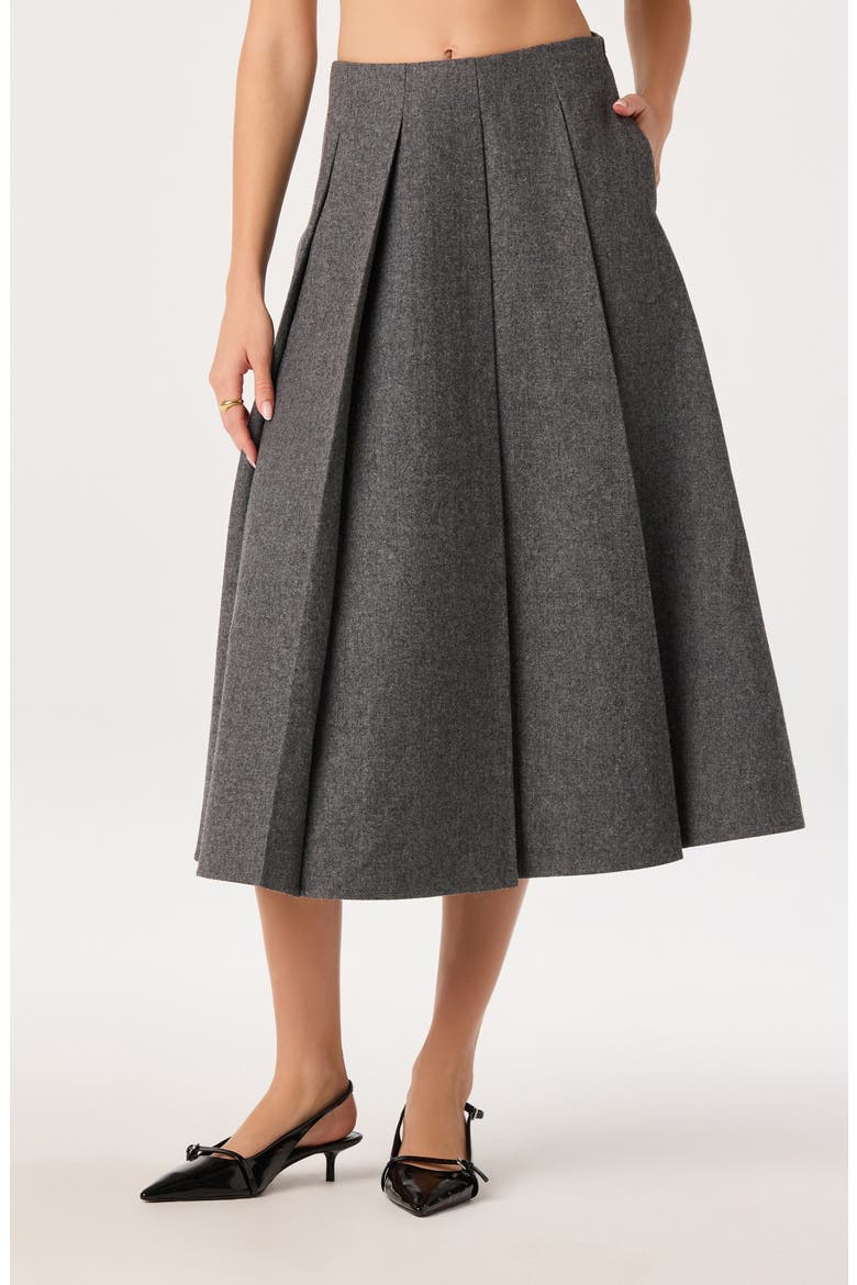 Kelsie Pleated Wool Blend Midi Skirt