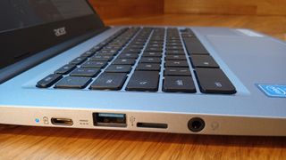 Acer Chromebook 314 review, a close up of a laptops ports