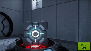 The RTX mod for Portal in action.
