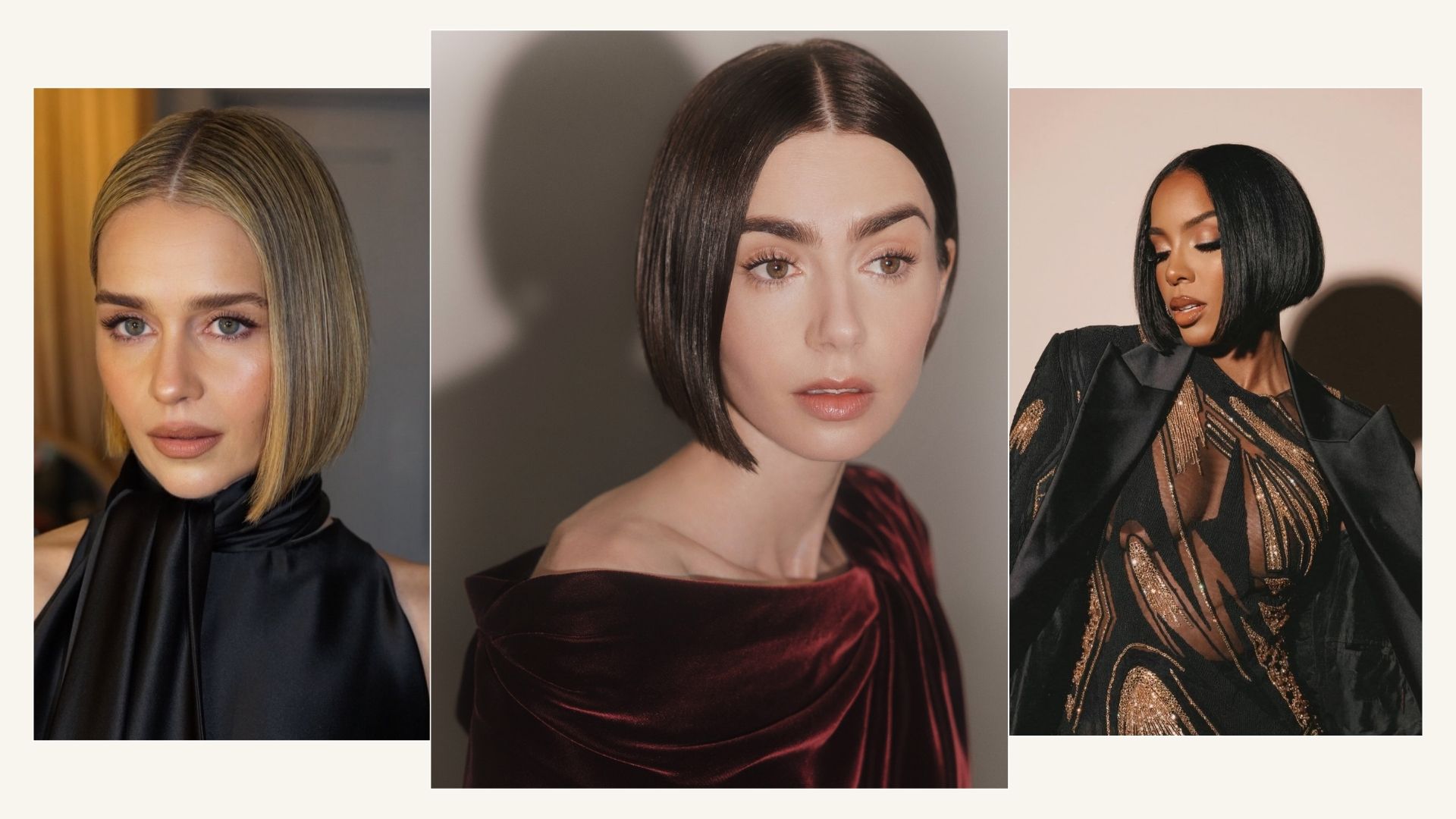 collage of tapered bob ideas on celebrities