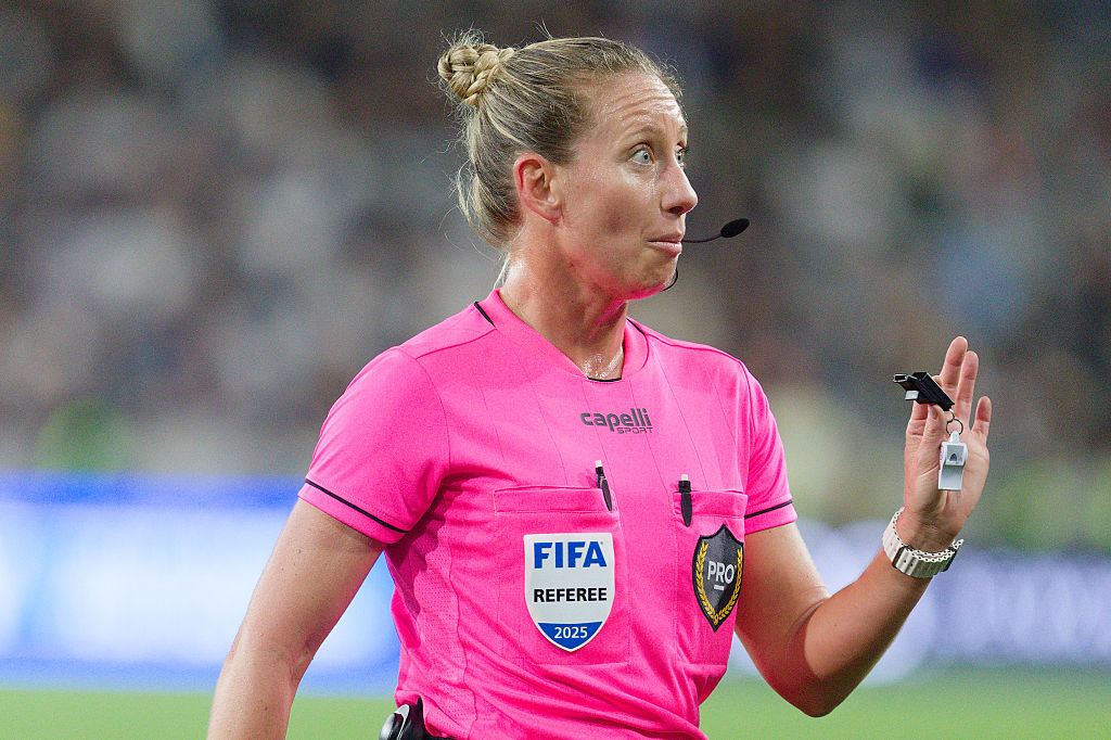 SAN DIEGO, CALIFORNIA - SEPTEMBER 13: Referee Tori Penso during a game between San Diego FC and Minnesota United FC at Snapdragon Stadium on September 13, 2025 in San Diego, California. (Photo by Jeremy Olson/ISI Photos/ISI Photos via Getty Images)