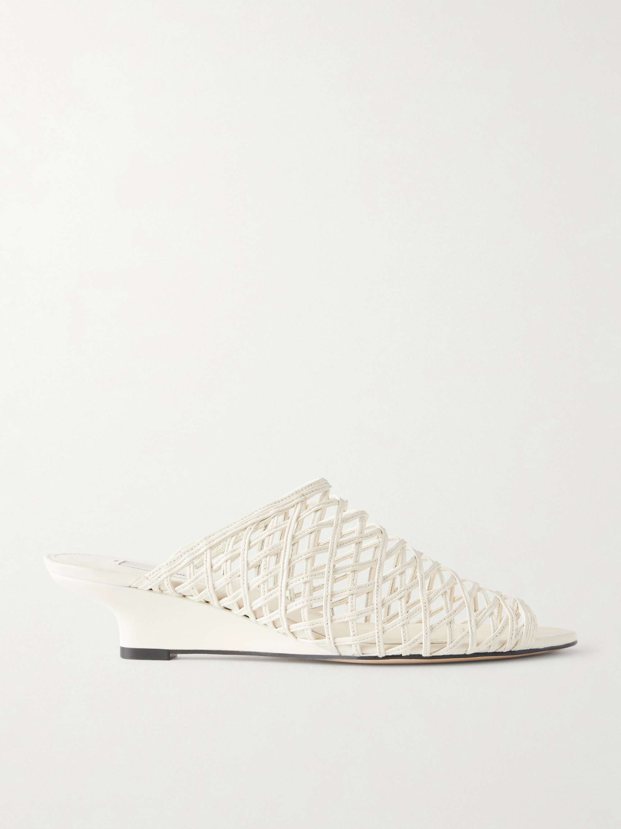 Woven Leather Wedge Mules