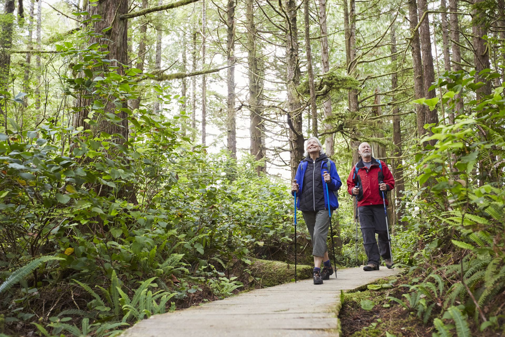 Older couple hiking.
