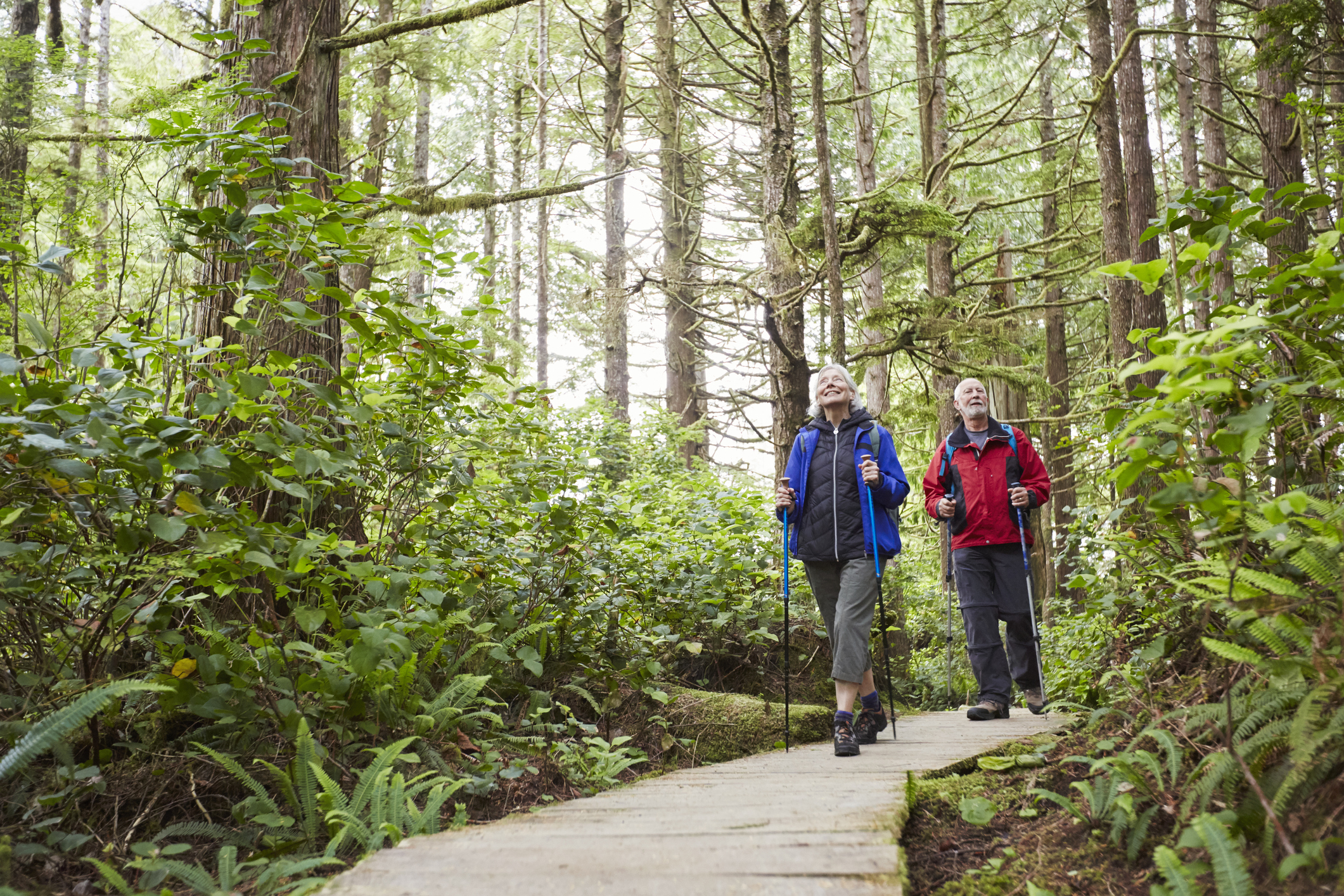 Older couple hiking.