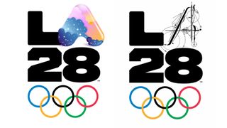 LA28 logos Chloe Kim (left) and Dr Woo (right)