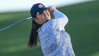 Angel Yin takes a shot during the 2023 Solheim Cup