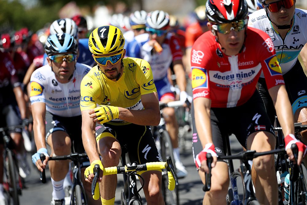 Overall leader Julian Alaphilippe (Deceuninck-QuickStep) during stage 4 at the Tour de France