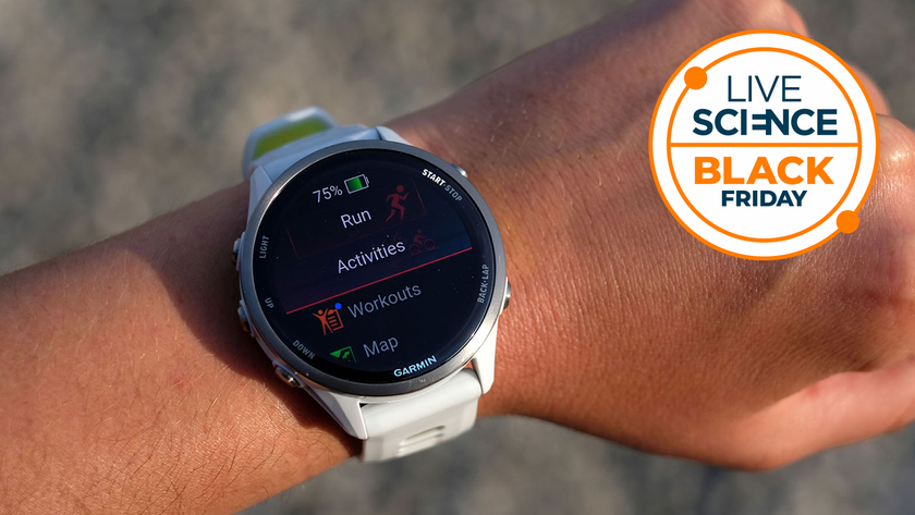 A Live Science Black Friday logo and a picture of the Garmin Forerunner 970 taken by our reviewer