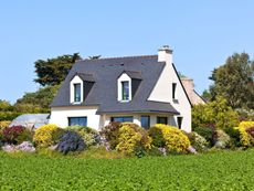 French Country Garden Style With House And Plants