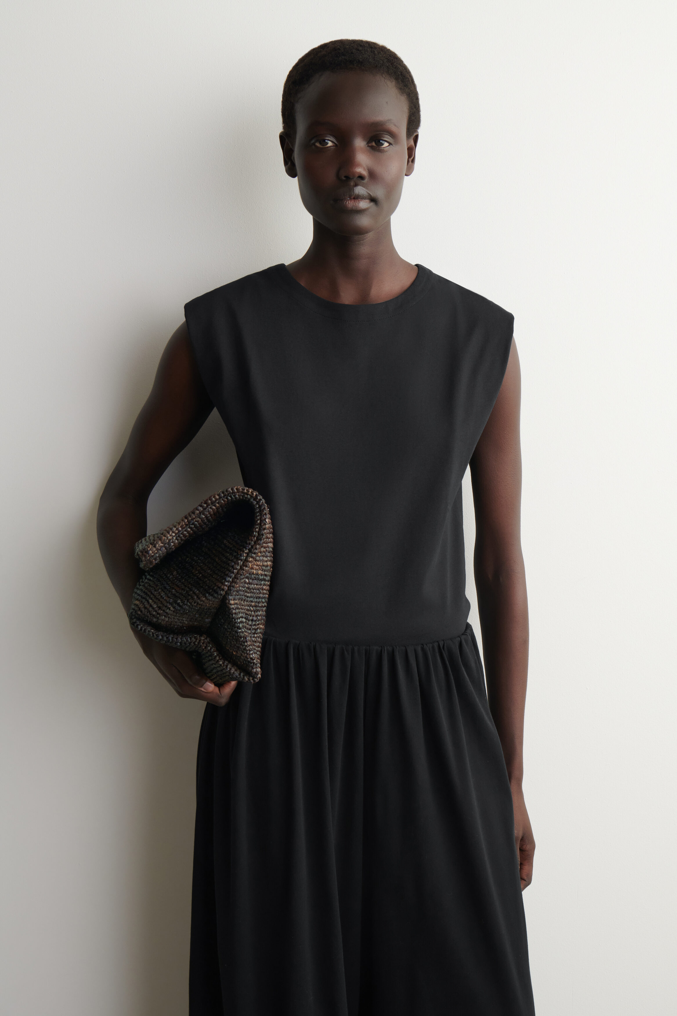 Folded-Shoulder Cotton-Jersey Tank Top