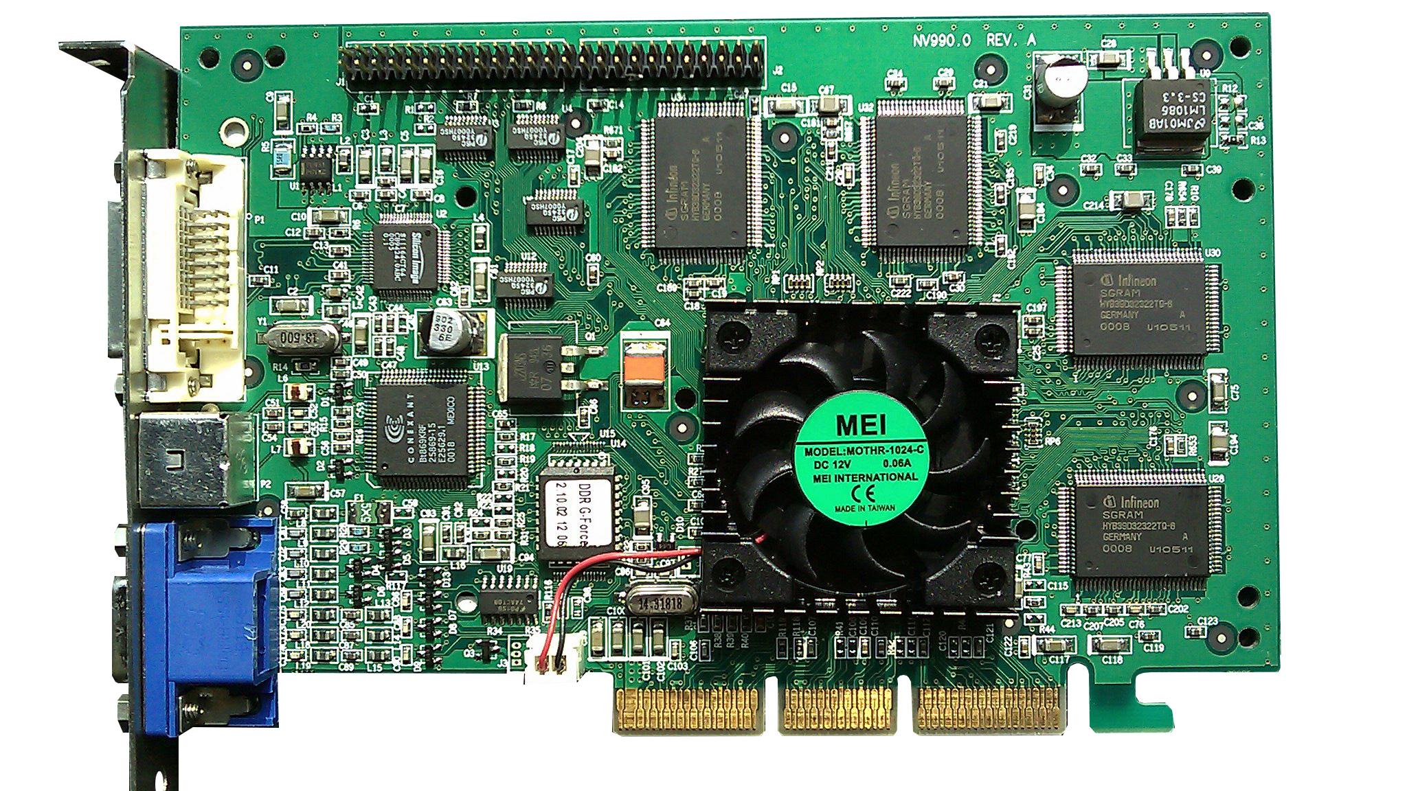 Nvidia's VisionTek GeForce 256 DDR graphics card on a white background