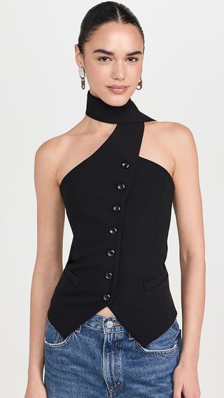 Pixie Market Mara Choker Neck Strap Button Top