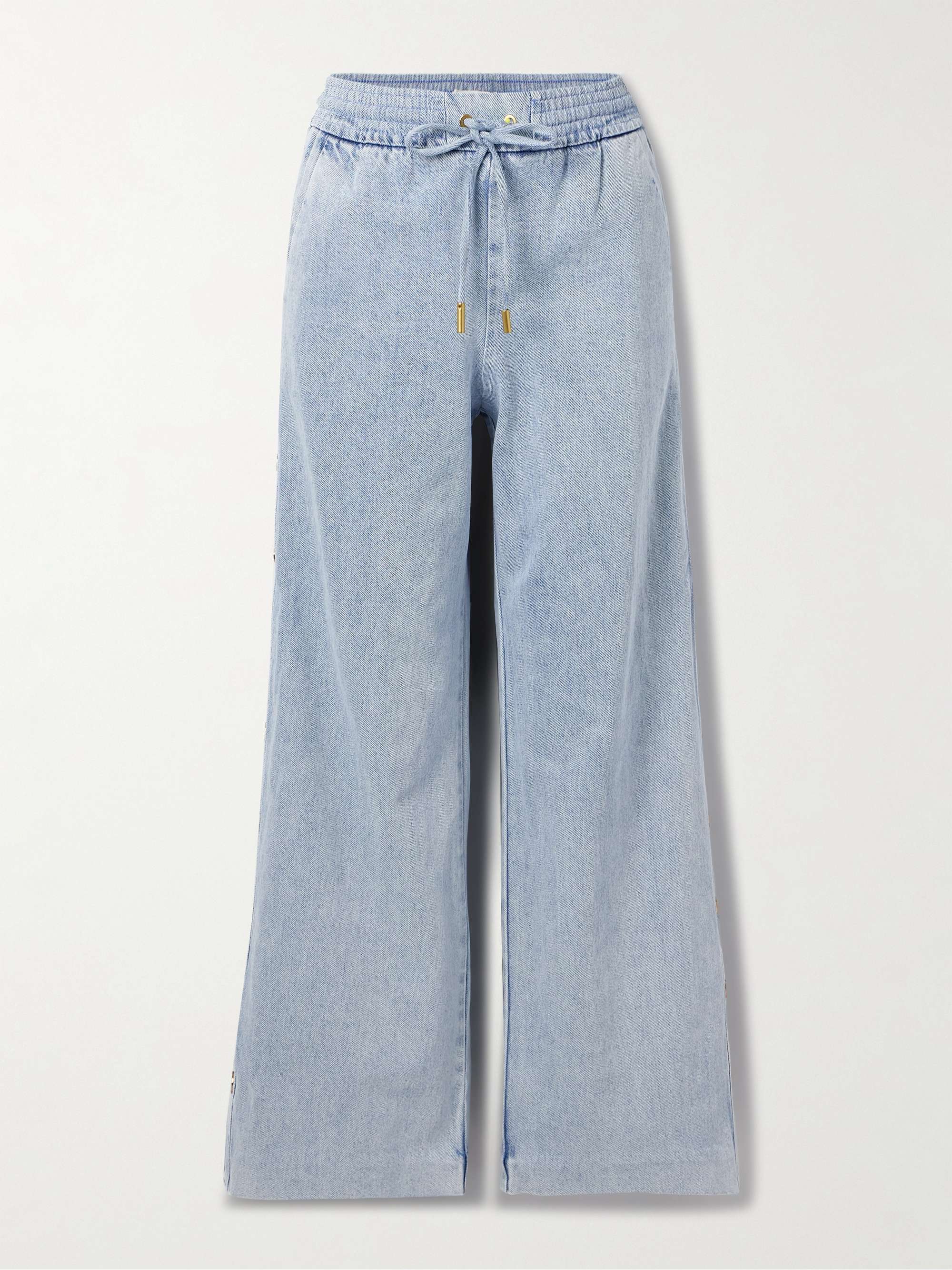 Button-Detailed Mid-Rise Wide-Leg Jeans