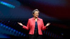 AMD CEO Lisa Su pictured on stage during the opening keynote presentation at at Computex 2024 in Taiwan.