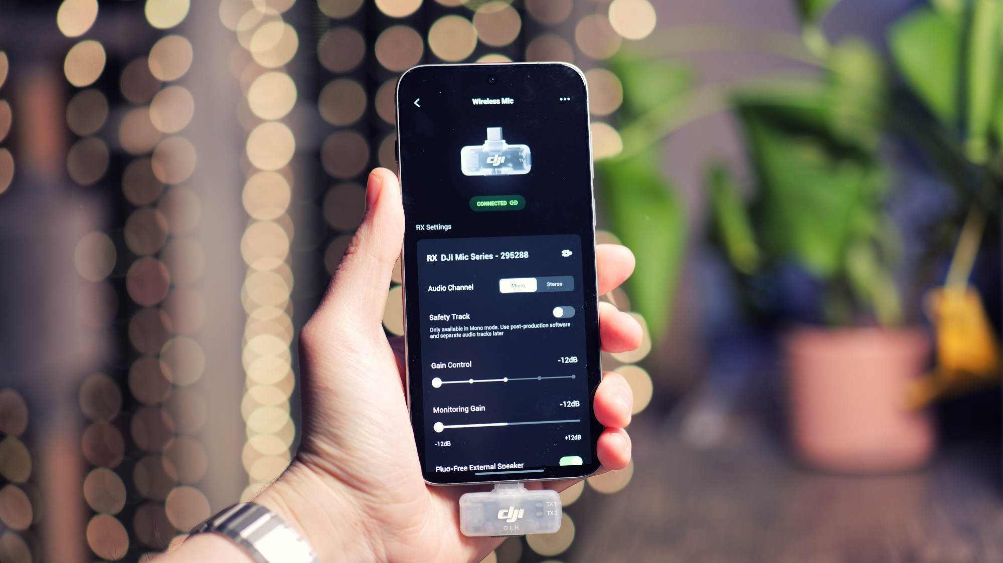 DJI Mic Series Mobile Receiver settings menu