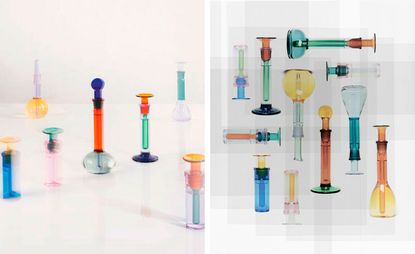 Colourful Arpa fragrance bottles designed by Fillion and London-based glassblower Jochen Holz