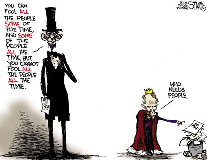 Political cartoon U.S. Lincoln fooling people