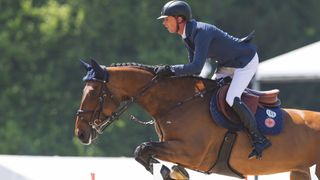 Ben Maher and Maddox VH Haringvliet Z jumping a fence