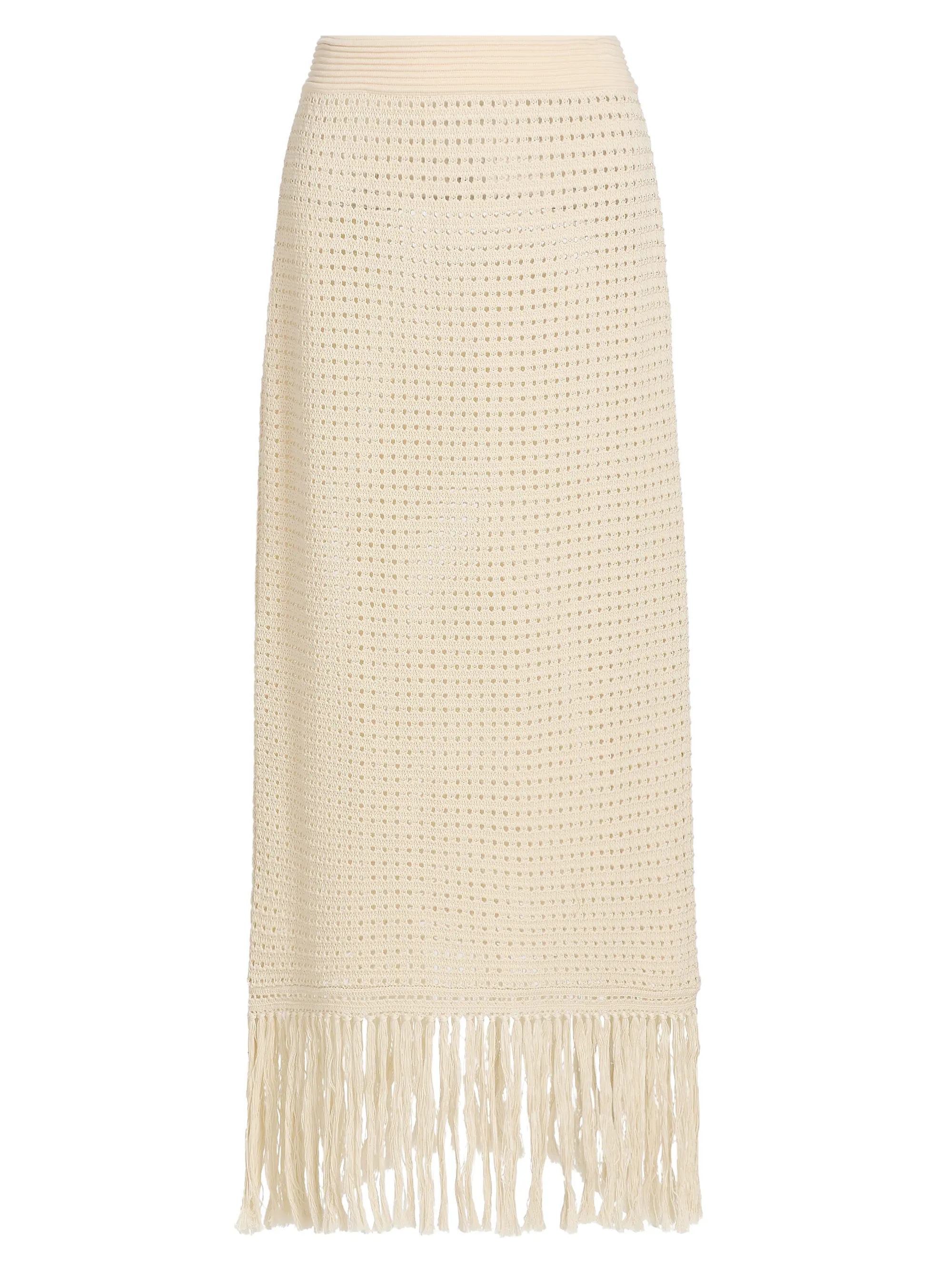 Indra Crochet Fringe Cotton Midi-Skirt