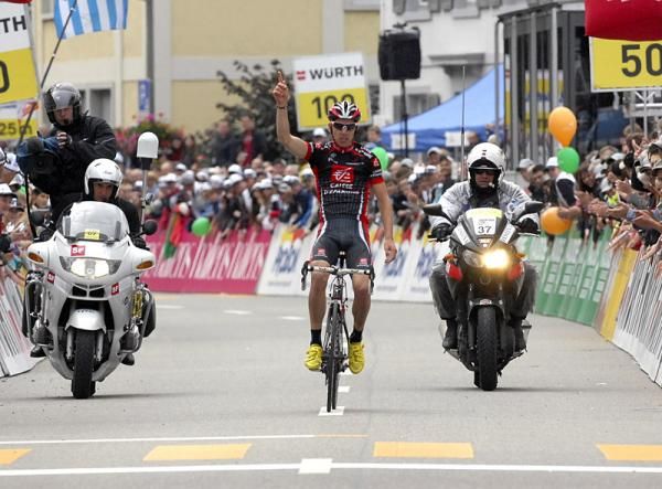 Rui Da Costa (Caisse d'Epargne) wins the Tour de Suisse's eighth stage in Liestal.