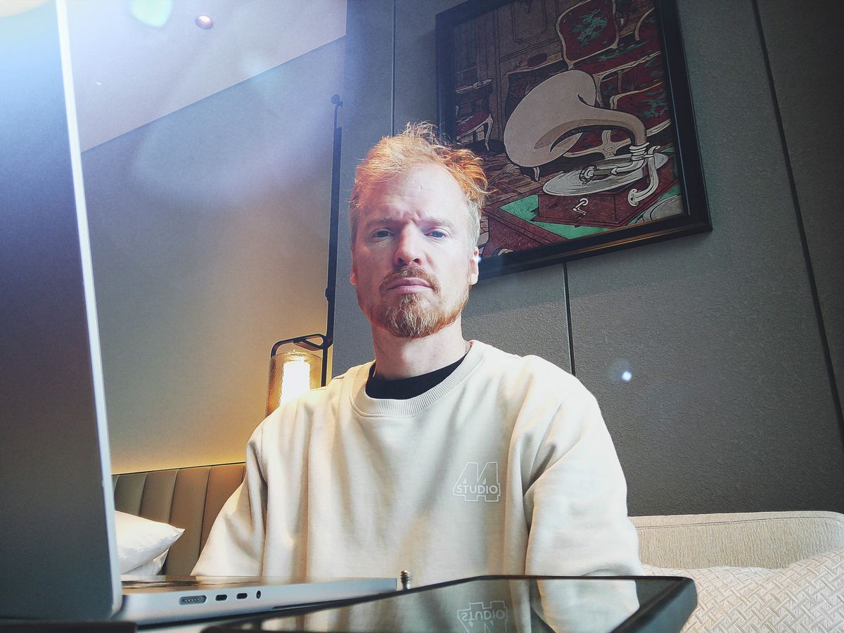 Fujifilm Instax Pal 2 sample gallery: man sitting at a table with laptop in front of him