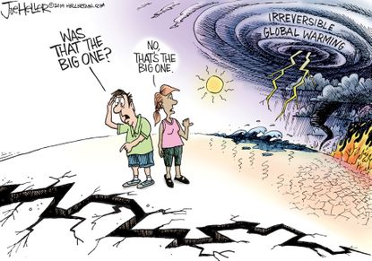 Editorial Cartoon U.S. California Earthquakes Irreversible Climate Change