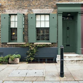 front door colour mistakes, sage green front door, surround, windows and shutters