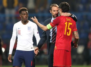 Callum Hudson-Odoi, left, was subjected to racist abuse in Montenegro