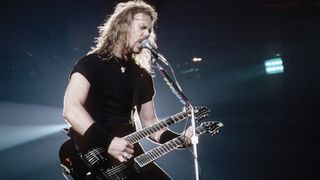 James Hetfield performs live with his ESP Horizon Double Neck Montreal
