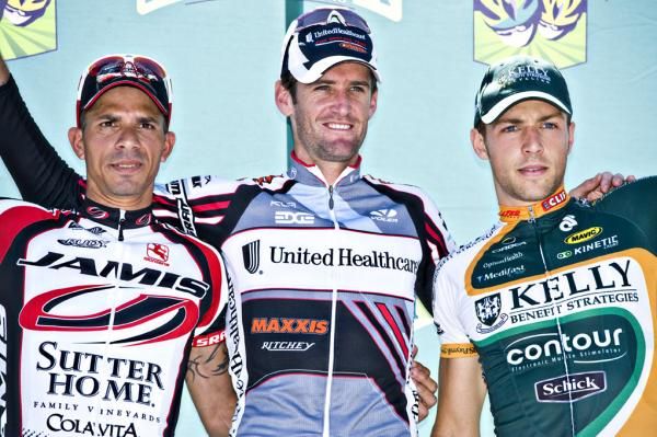 The Stillwater podium (L-R): Luis Romero Amaran (Jamis/Sutter Home), Rory Sutherland (UnitedHealthcare-Maxxis), David Velilleux (Kelly Benefits Strategies)