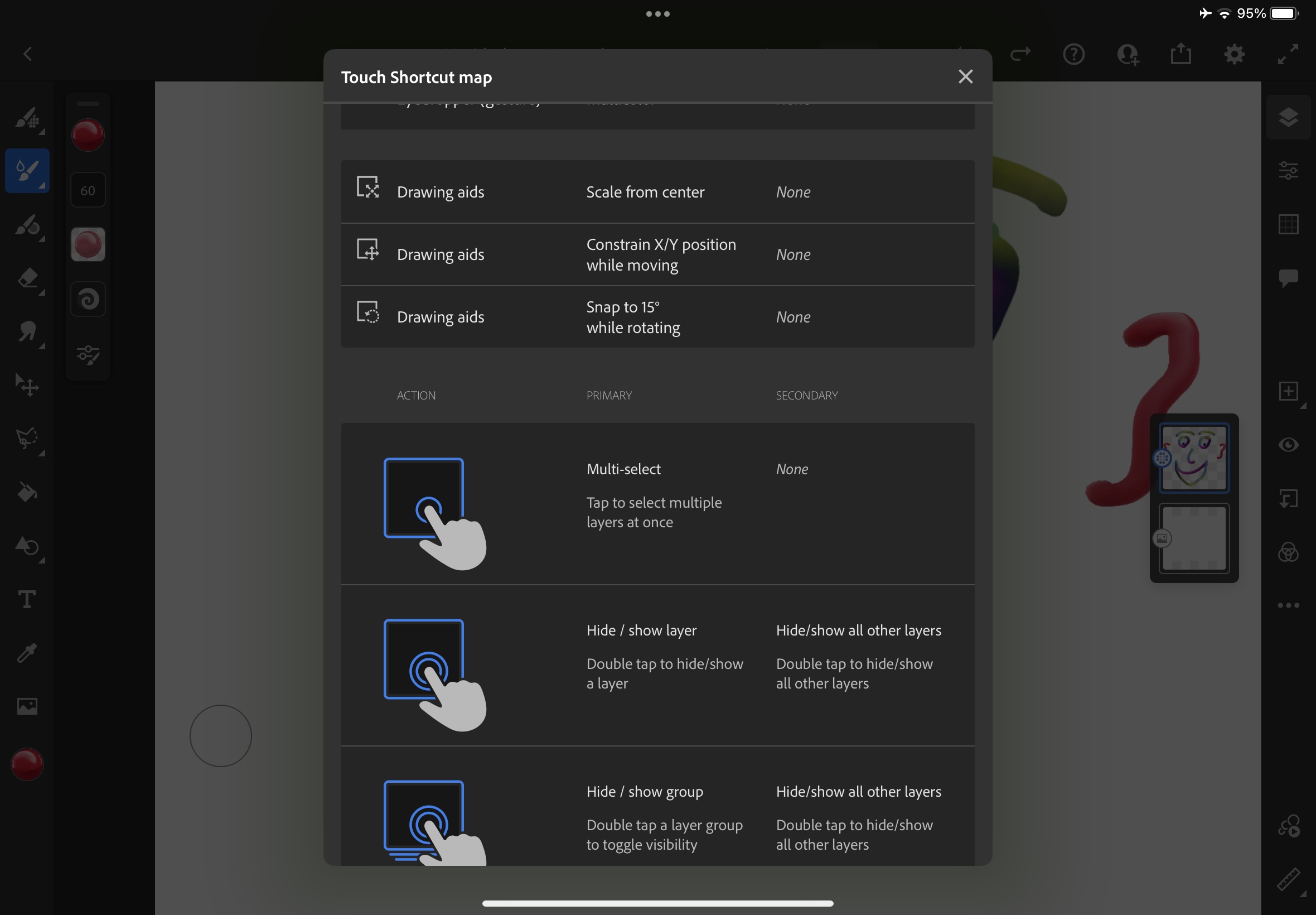 Adobe Fresco rodando em um iPad Air