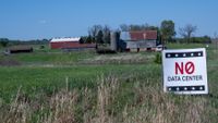 No data center sign on a farm