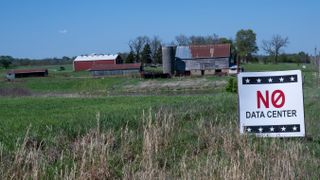 No data center sign on a farm