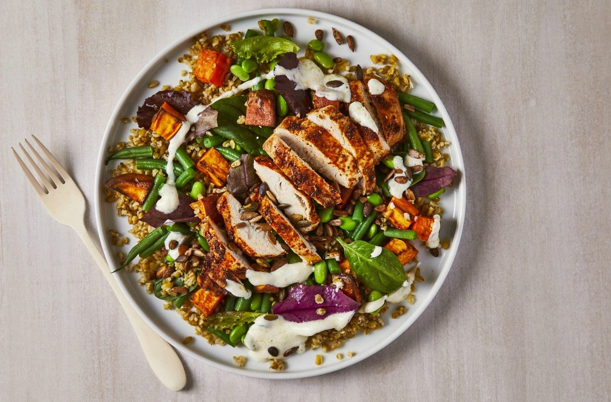 Gousto&#039;s Spicy Chicken and Greens Grain Bowl