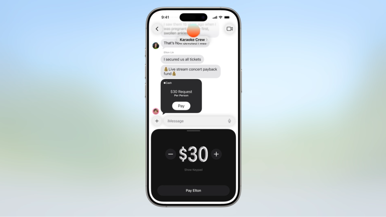 Apple Cash in Messages settling a group purchase