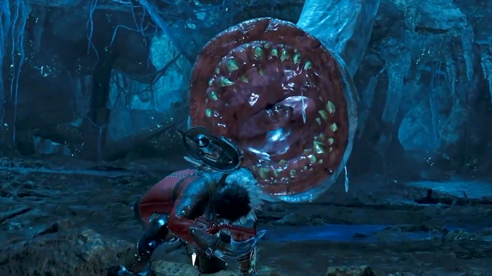 A khezu with its mouth extended in Monster Hunter Wilds: Ascendance.
