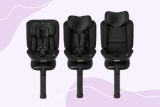 A trio of images of the Silver Cross Motion All Size i-Size Car Seat in various stages to suit three different ages