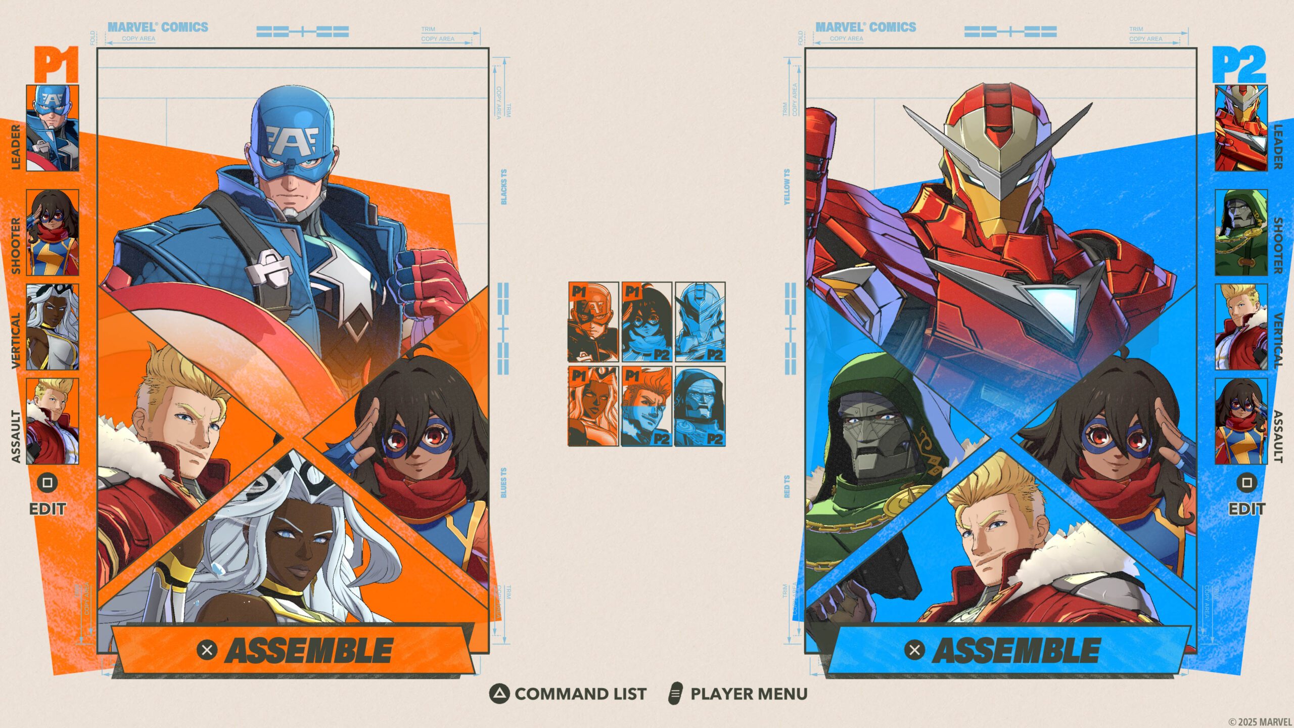 The character select screen in Marvel Tokon: Fighting Souls