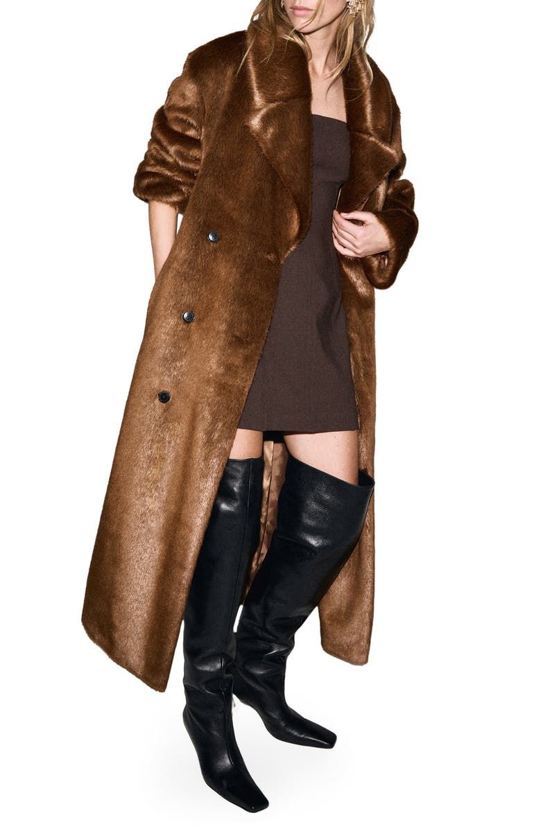 Faux Fur Belted Coat