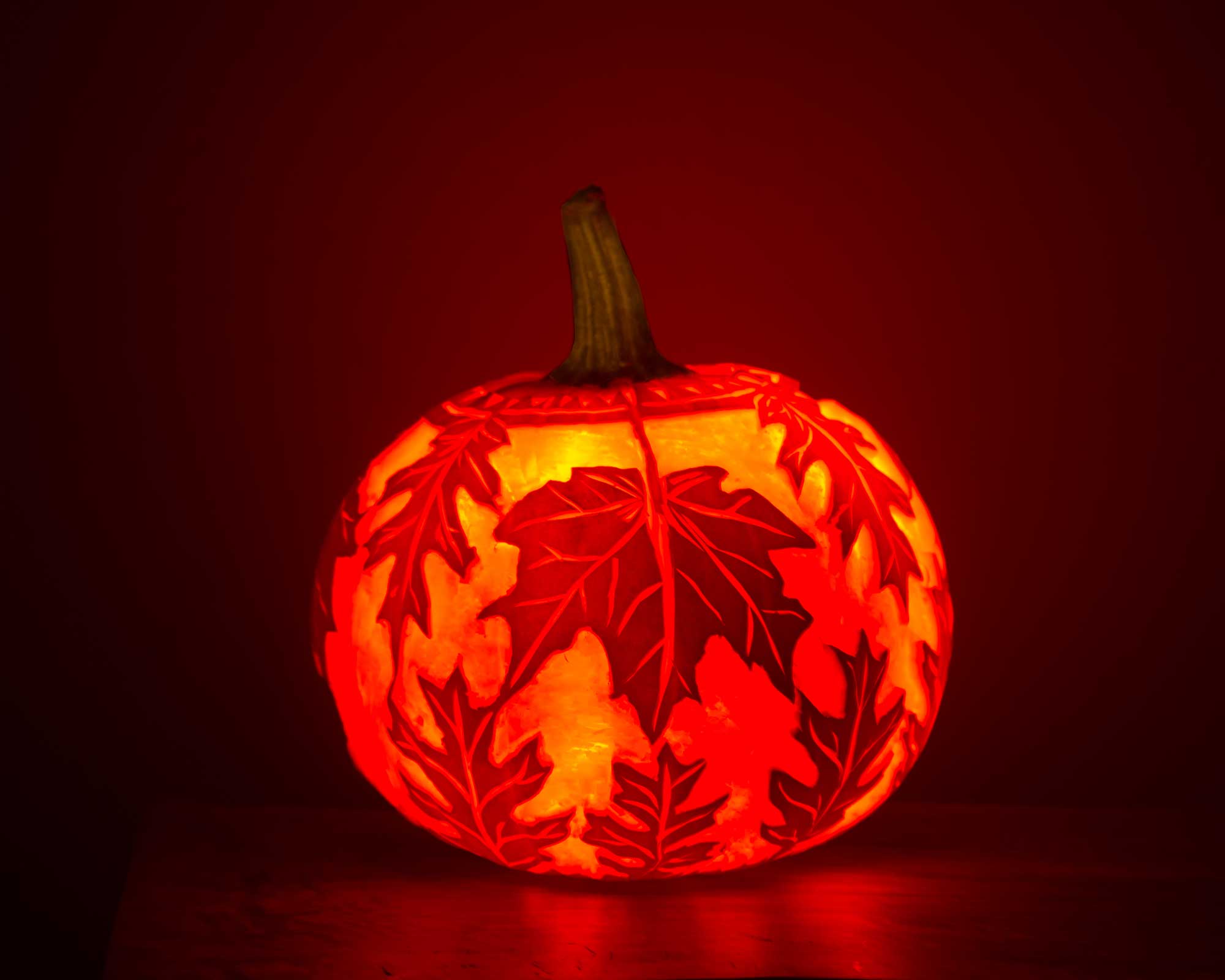 fall leaf pattern on pumpkin