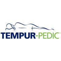 Tempur-Pedic logo showing a human figure lying on their side on top of the wordmark
