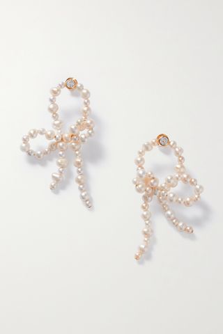 + Net Sustain Loop-The-Loop Recycled Gold Vermeil, Pearl and Cubic Zirconia Earrings