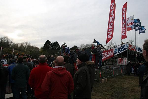 The bridge is a popular spot for the Belgian kids to try and get close to their heroes.