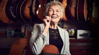 Portrait of American folk musician Peggy Seeger, photographed in New Malden, England, on November 28, 2018