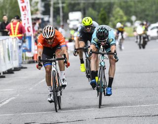Ty Magner (Rally UHC Cycling) takes the win during stage 1 at Tour de Beauce over Nicolas Zukowsky (Floyd's Pro Cycling)